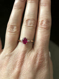 1.2ct Oval Cut Pink Ruby Engagement Ring Diamond Trilogy 14k Rose Gold Finish