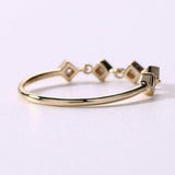 Open Link Stackable Minimalist Band 1ct Princess Cut Diamond 14k YellowGold Over