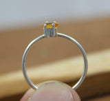 0.5ct Engagement Ring Oval Cut Yellow Citrine Minimalist 14k White Gold Finish