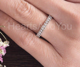 0.5ct Round Moissanite Eternity Dainty Stacking Wed Band 14k White Gold Plated