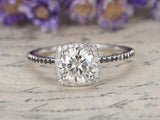 2ct Round Cut Diamond Halo Accent Solitaire Engagement Ring 14k WhiteGold Finish
