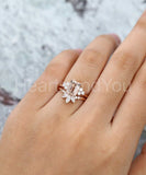2ct Emerald Simulated Morganite Chevron Curved Bridal Set 14k Rose Gold Plated