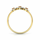 1.5ct Wedding Band Ring Round Cut Pink Ruby Floral Design 14k Yellow Gold Finish