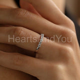 0.5ct Round Cut Moissanite Half Eternity Wedding Band 14k White Gold Plated