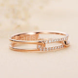 0.12ct Round Cut Moissanite Anniversary Women Wedding Band 14k Rose Gold Plated