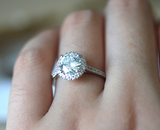 1.5ct Round Cut Diamond Engagement Ring 14k White Gold Finish Halo Solitaire