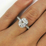 3.5ct Elongated Cushion Cut Diamond Accent Solitaire Ring 18K White Gold Finish