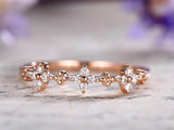 0.7ct Round Cut Diamond Wedding Band Unique Half Eternity 14k Rose Gold Finish
