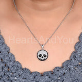1ct Round Cut Moissanite Skull Design Pendant with Chain 14k White Gold Plated