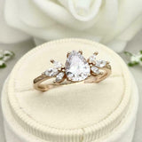 2ct Pear Cut Diamond Engagement Ring Marquise Leaf Accents 14k Yellow Gold Over