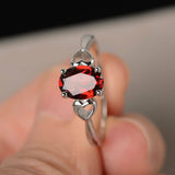 1ct Oval Cut Red Garnet Promise Solitaire Engagement Ring 14k White Gold Finish