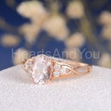 2.3ct Oval Cut Simulated Morganite Infinity Engagement Ring 14k Rose Gold Plated
