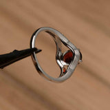 2.2ct Engagement Ring Oval Cut Red Garnet Split Shank 14k White Gold Finish