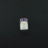 2ct Engagement Ring Emerald Cut Purple Amethyst Three Stone 14k WhiteGold Finish