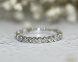 1Ct Round Cut Diamond Bezel Set Stackable Wedding Band 14K White Gold Finish