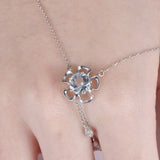 0.4ct Round Cut Blue Aquamarine Floral Pendant 14k White Gold Finish NO CHAIN