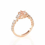 3Ct Round Cut Peach Morganite Diamond Accents Engagement Ring 14K Rose Gold Over