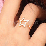 0.5ct Round Cut Moissanite Open Star Women Engagement Ring 14k YellowGold Plated