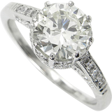 5Ct Round Cut Diamond Queens Crown Vintage Engagement Ring 14K White Gold Finish
