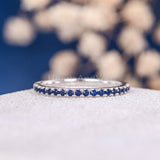 0.2ct Round Cut Simulated Sapphire Half Eternity Wed Band 14k White Gold Plated