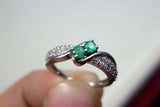 2.25ct Engagement Ring Round Cut Green Emerald Swirl Twist 14k White Gold Finish