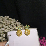 2ct Marquise Cut Yellow Citrine Pineapple Stud Earrings 14k Yellow Gold Finish