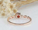 1ct Round Cut Red Garnet Engagement Ring Solitaire with Accent 14k RoseGold Over