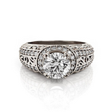 2ct Round Cut VVS1 Diamond Engagement Ring 14k White Gold Finish Antique Vintage