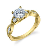 2ct Round Diamond Engagement Ring Solitaire Infinity Accent 14k Yellow Gold Over