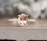 1.5ct Oval Cut Simulated Peach Morganite Milgrai Bridal Set 14k Rose Gold Plated