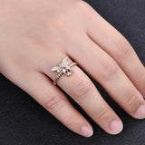 2ct Engagement Ring Oval Cut Peach Morganite Moth Butterfly 14k Rose Gold Finish