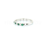 0.12ct Round Cut Simulated Emerald Minimalist Wedding Band 14k White Gold Plated