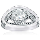 4ct Round Diamond Engagement Ring Split Shank Halo Vintage 14k White Gold Finish
