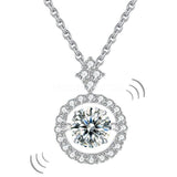 1ct Round Cut Moissanite Open Halo Pendant with Chain 14k White Gold Plated