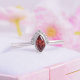 1.5ct Marquise Cut Red Garnet Engagement Ring Unique Stylish 14k White Gold Over