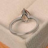 1.4ct Pear Cut Morganite Diamond Accent with Solitaire Ring 14k WhiteGold Finish