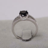 2.4ct Engagement Ring Oval Cut Black Diamond Split Shank 14k White Gold Finish