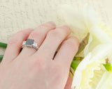 2ct Princess Cut Black Diamond Accent Trilogy Engagement Ring 14k WhiteGold Over