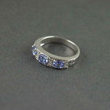 2ct Wedding Ring Band Oval Cut Blue Tanzanite Half Eternity 14k WhiteGold Finish