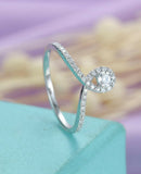 Halo Tiara Engagement Ring 1.3ct Round Cut VVS1D Diamond 14k White Gold Finish