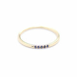 0.3ct Round Cut Blue Sapphire Engagement Ring Minimalist 14k Yellow Gold Finish