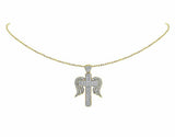 1.5ct Round Cut Diamond Cross Angel Wing Pendant 14k Yellow Gold Finish NO CHAIN