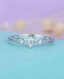 Minimalist Trilogy Engagement Ring 0.5ct Marquise Diamond 14k Yellow Gold Finish