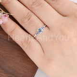 0.5ct Round Cut Simulated Blue Aquamarine Minimalist Ring 14k White Gold Plated