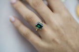 3.2ct Green Emerald Cut Engagement Ring Solitaire Proposal 14k Yellow Gold Over