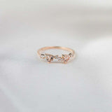 0.7ct Trillion Cut Morganite Engagement Ring Petite Cluster 14k Rose Gold Finish