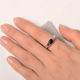 1ct Oval Cut Black Diamond Engagement Ring Solitaire Women 14k White Gold Finish