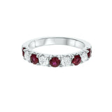 2.4ct Wedding Ring Band Round Cut Pink Ruby Half Eternity 14k White Gold Finish
