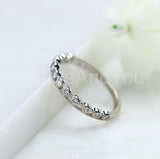 0.3ct Round Cut Moissanite Minimalist Women Wedding Band 14k White Gold Plated