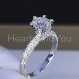 2.2ct Round Cut Moissanite Dual Row Accents Engagement Ring 14k WhiteGold Plated